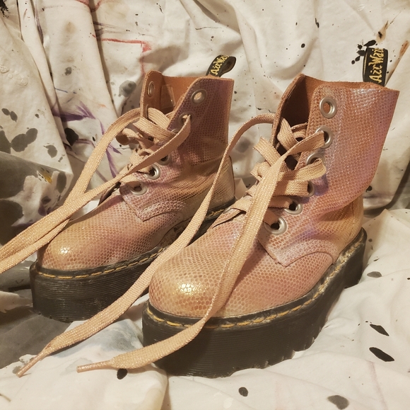 Doc Martens Molly Pink Suede Sparkle Sz US 7 - Picture 2 of 6